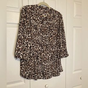 Kim Rogers Leopard Print Top Size 1X